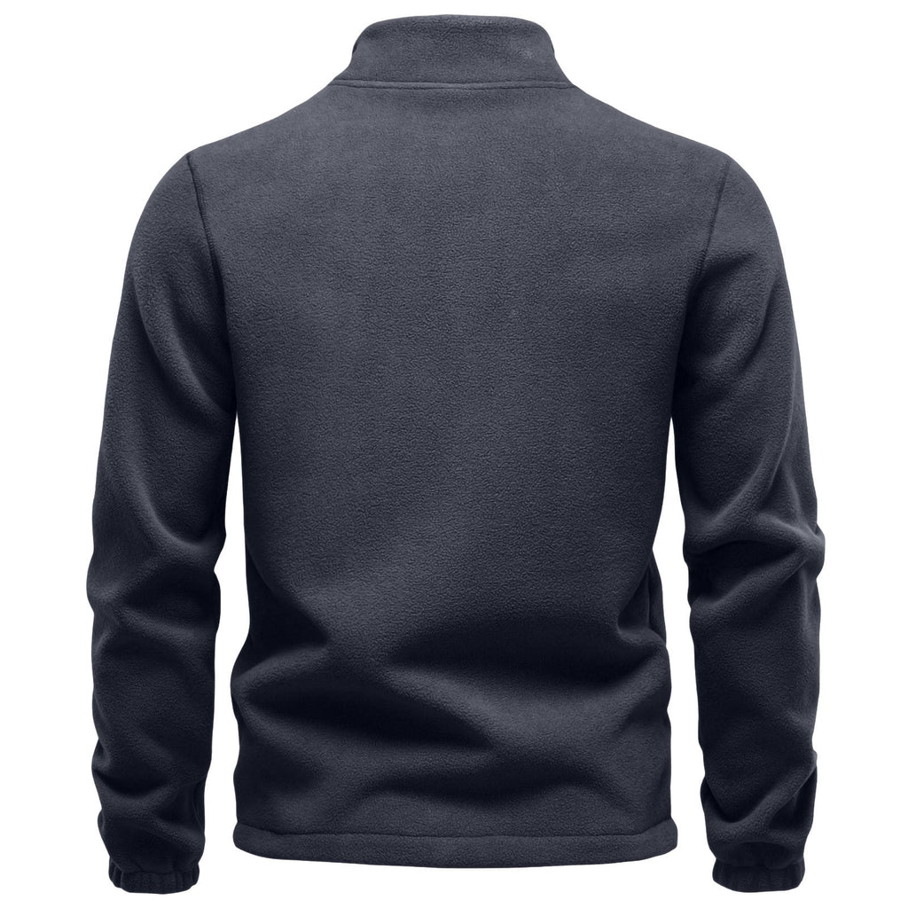 DayScoop Men's Full Zip Fleece Jacket, Stand Collar Outerwear With Multiple Zipper Pockets, Raglan Sleeve Elastic Cuffs, Thick Warm Tops Autumn And Winter