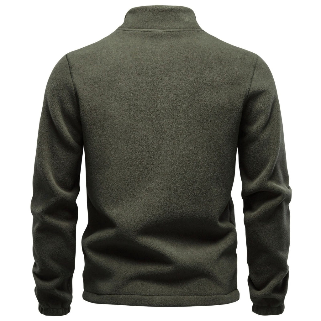DayScoop Men's Full Zip Fleece Jacket, Stand Collar Outerwear With Multiple Zipper Pockets, Raglan Sleeve Elastic Cuffs, Thick Warm Tops Autumn And Winter