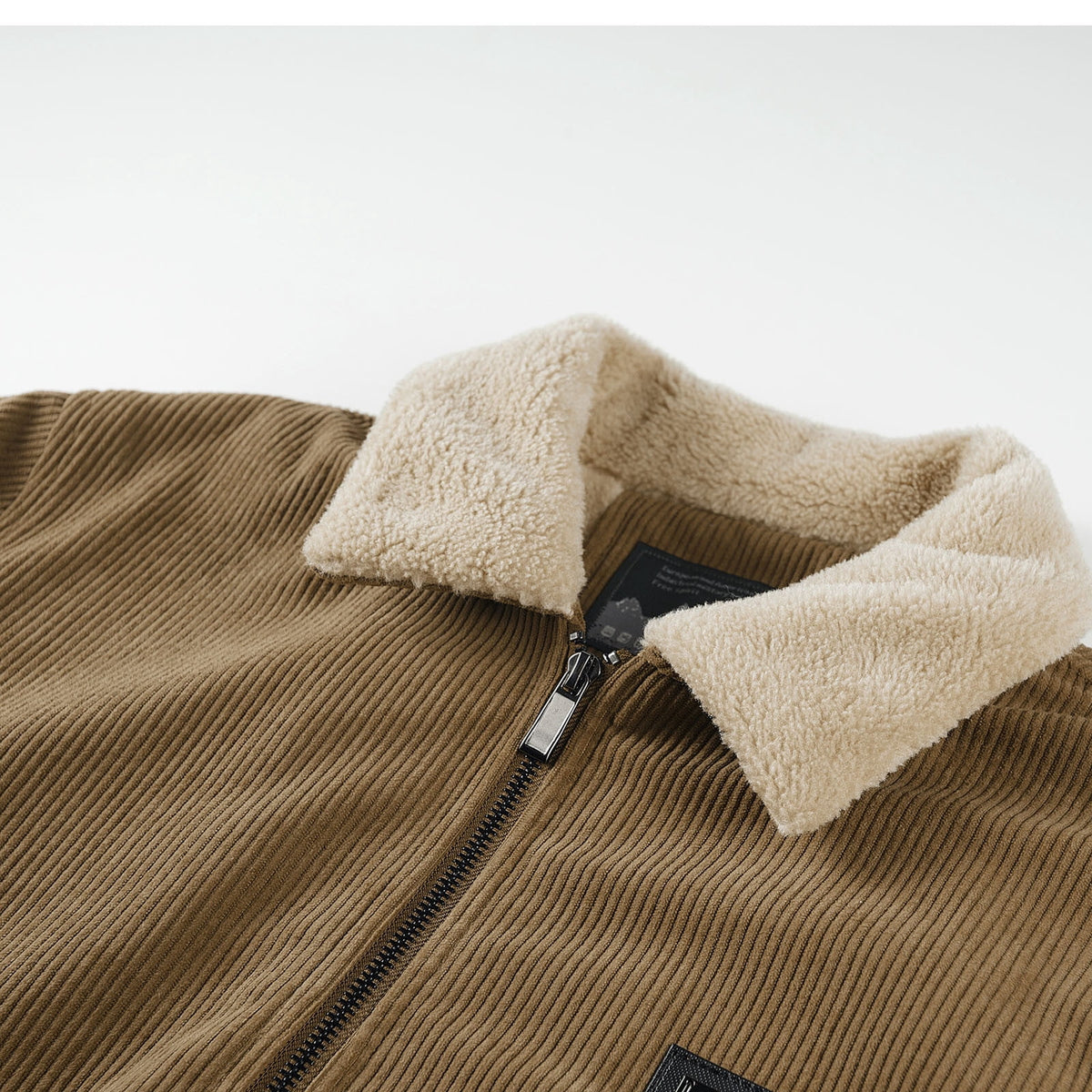 Timoontee Men's Corduroy Jacket Coat Fall Winter Fleece Lined Warm Coats Long Sleeve Lapel Collar Zip Up Jacket Solid Flap Pocket Outerwear Jacket Army Green XXL