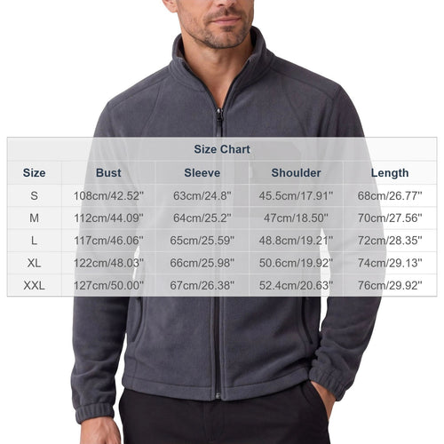 DayScoop Men's Full Zip Fleece Jacket, Stand Collar Outerwear With Multiple Zipper Pockets, Raglan Sleeve Elastic Cuffs, Thick Warm Tops Autumn And Winter