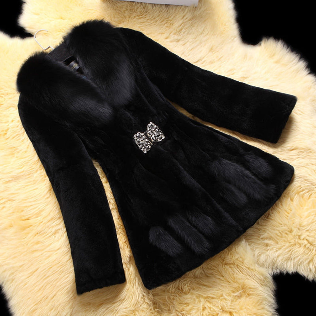 Womens Warm Coat Jacket Winter Solid Turn Down Collar Outerwear