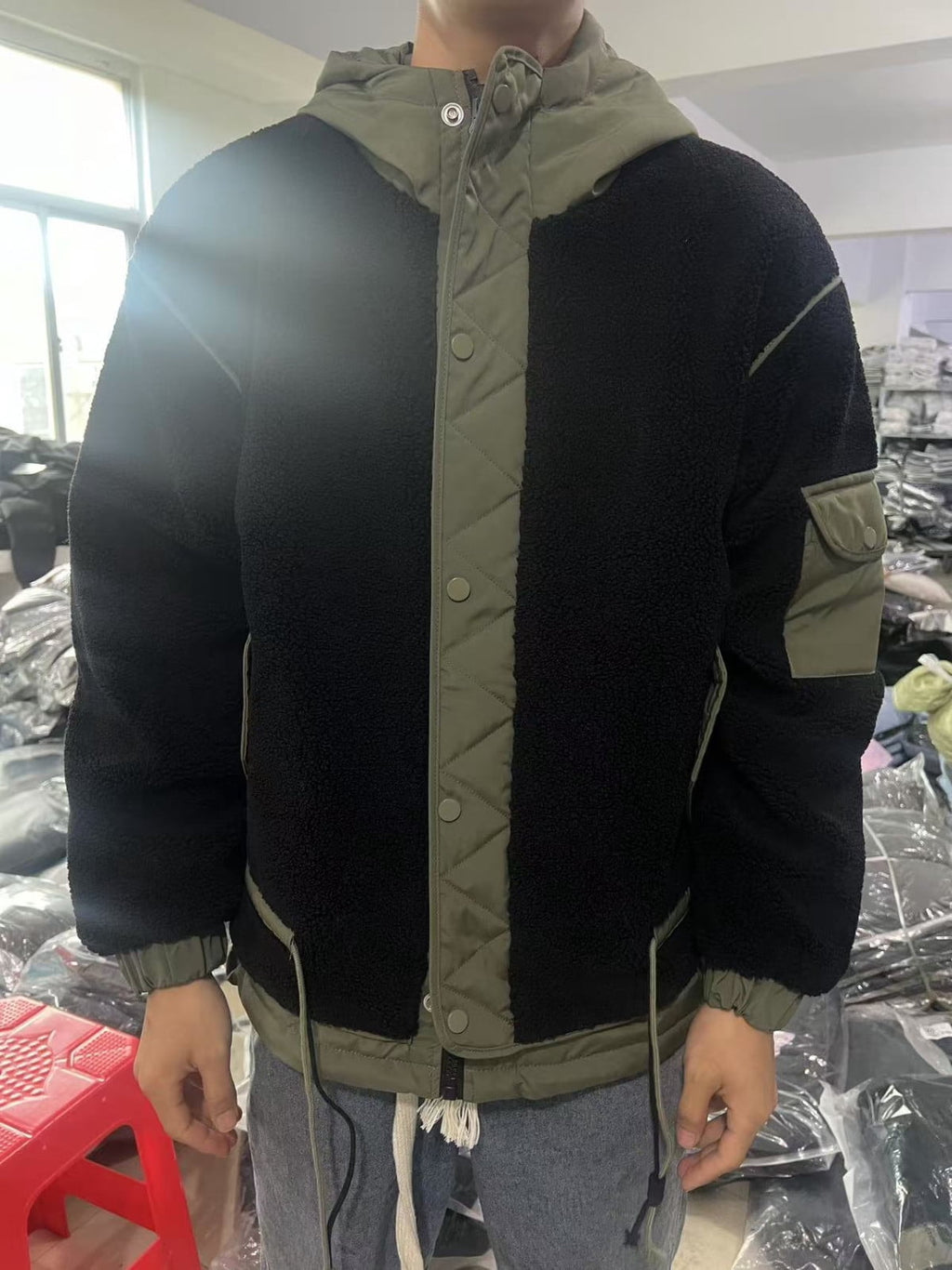 Timoontee Men's Fleece Hooded Coats Winter Thickened Warm Jacket Coats Casual Comfy Long Sleeve Hooded Coats Fashion Solid Zipper Outerwear Coat Black XXL