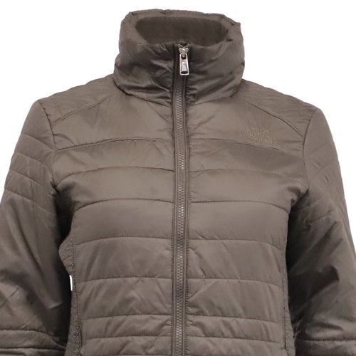 Pre-Owned The North Face Zipped Panelled Quilted Down Jacket in Brown Nylon