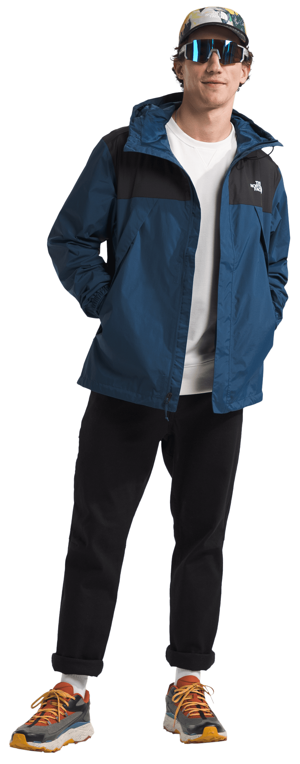 The North Face NF0A7QEY Antora Jacket for Men - Shady Blue/TNF Black - L