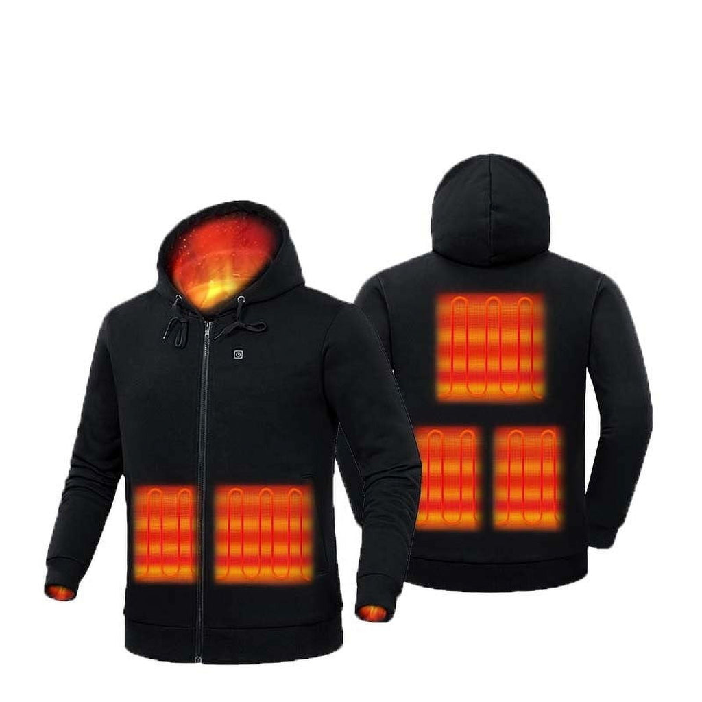 Fesfesfes Heating Jacket Men's Intelligent Heating Top Solid Color Winter Comfortable Long Sleeve Coat Sweater Sale Items