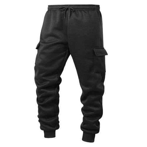 DayScoop Mens Casual Pants Solid Color Trousers Summer Fashion Thickened Warmth Sport Pocket Elastic Waist Jogger Full Length Pants