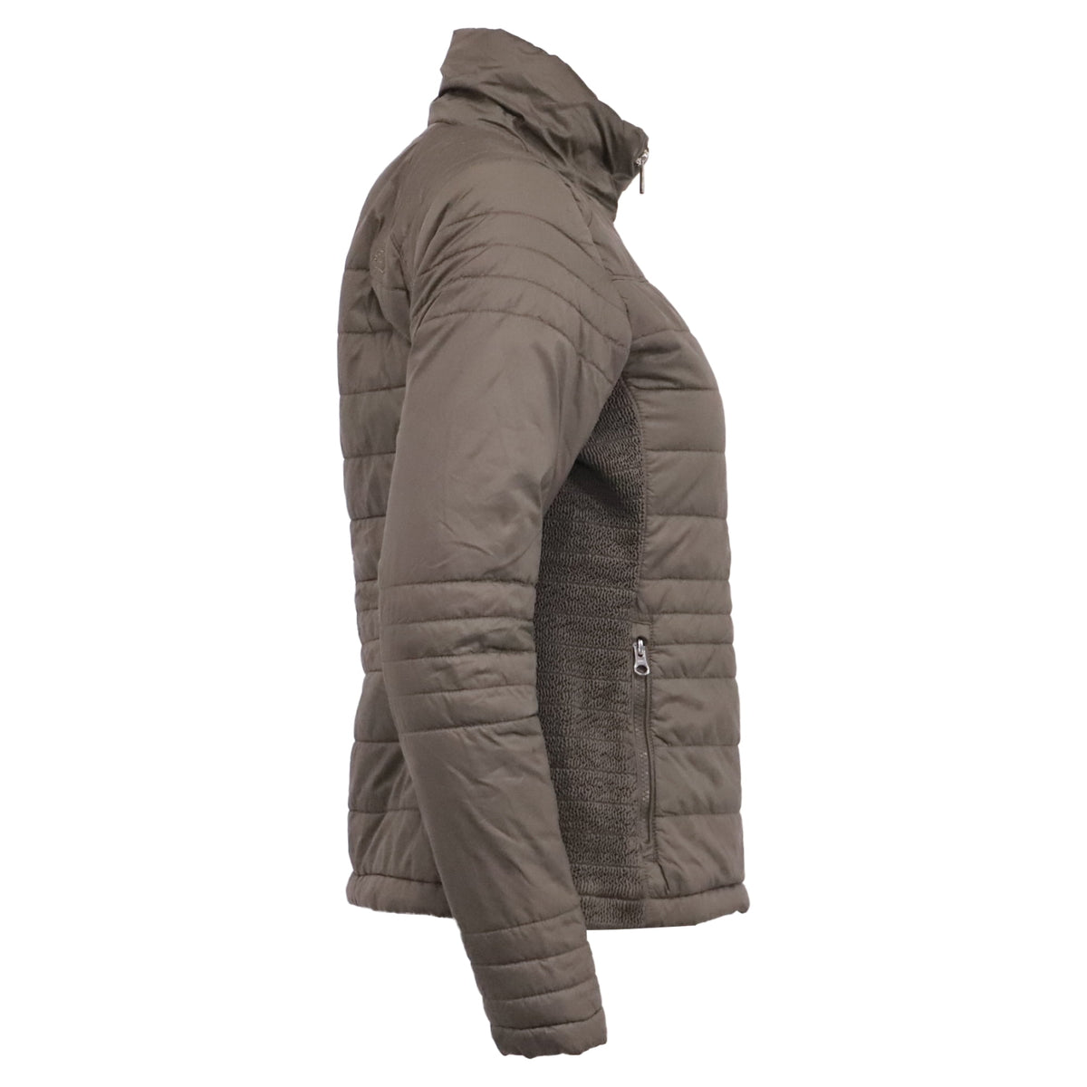 Pre-Owned The North Face Zipped Panelled Quilted Down Jacket in Brown Nylon