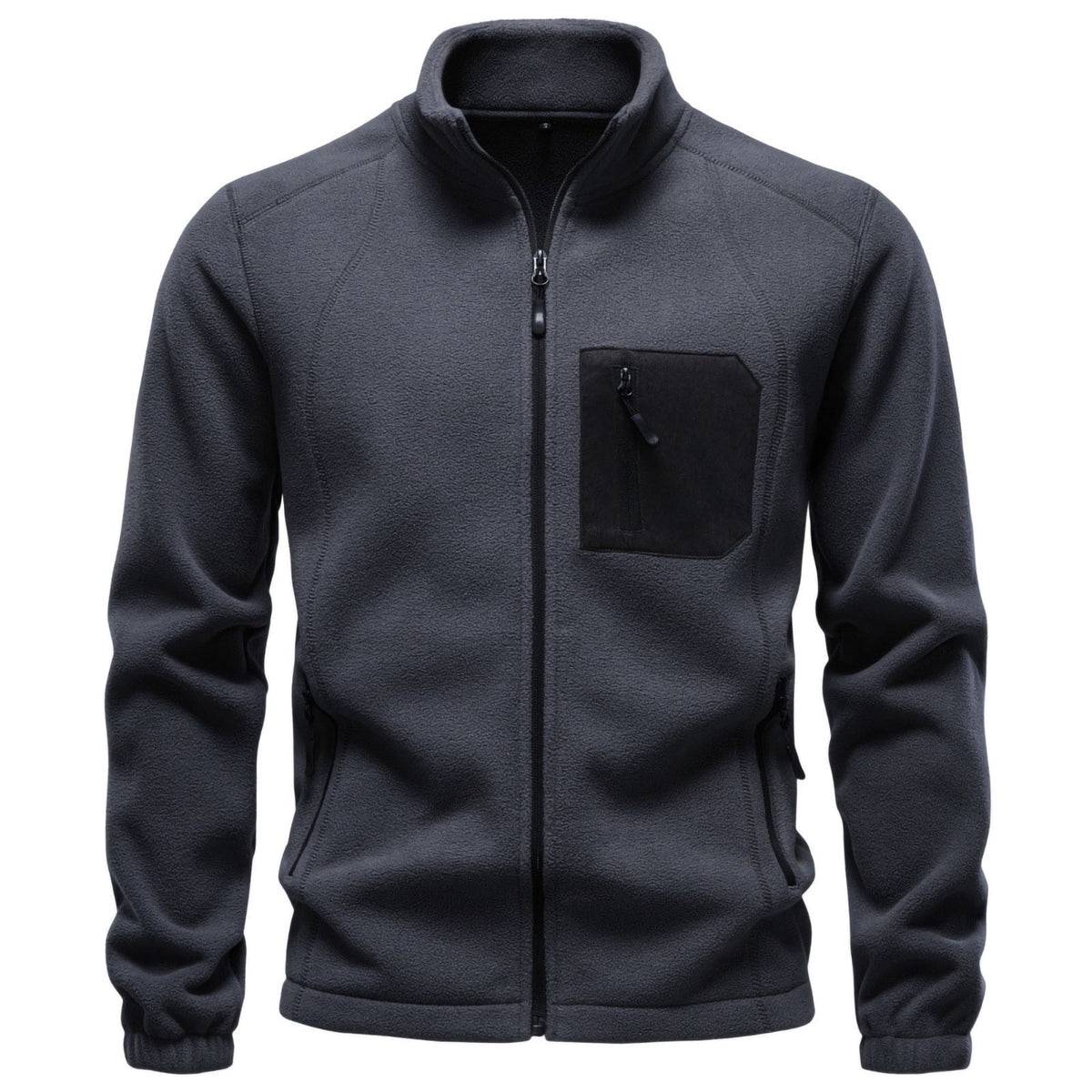 DayScoop Men's Full Zip Fleece Jacket, Stand Collar Outerwear With Multiple Zipper Pockets, Raglan Sleeve Elastic Cuffs, Thick Warm Tops Autumn And Winter
