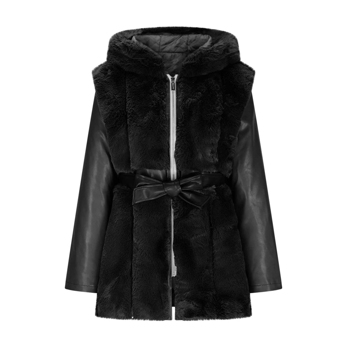 HAPIMO Women's Winter Warm Hooded Coat Soft Comfy Faux Fur Coat Long Sleeve Zip Up Solid Coats Fall Winter Casual Thick Warm Outerwear Black XXXXXL