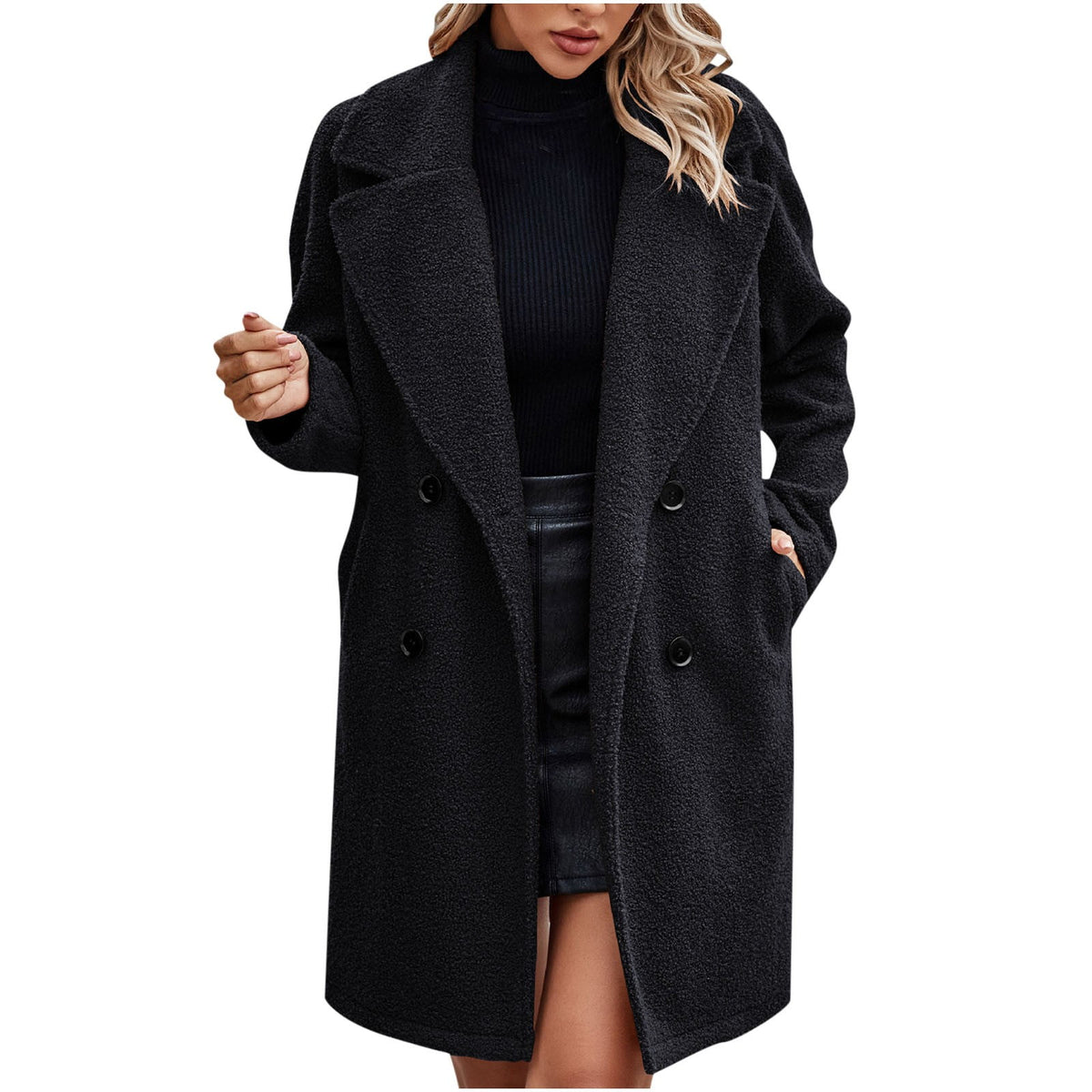 BXINGOHAI Womens Fall Winter Coat Jacket Thermal Fleece Long Sleeved Cardigan Fashion Solid Color Top Button Pockets Today Sales Brown,M