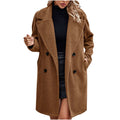 BXINGOHAI Womens Fall Winter Coat Jacket Thermal Fleece Long Sleeved Cardigan Fashion Solid Color Top Button Pockets Today Sales Brown,M