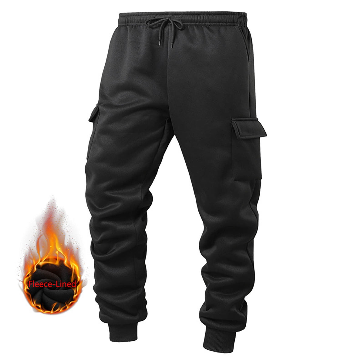 DayScoop Mens Casual Pants Solid Color Trousers Summer Fashion Thickened Warmth Sport Pocket Elastic Waist Jogger Full Length Pants