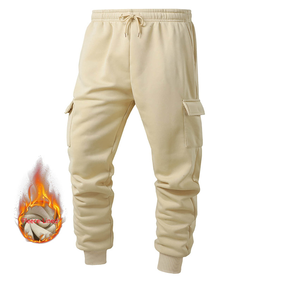 DayScoop Mens Casual Pants Solid Color Trousers Summer Fashion Thickened Warmth Sport Pocket Elastic Waist Jogger Full Length Pants