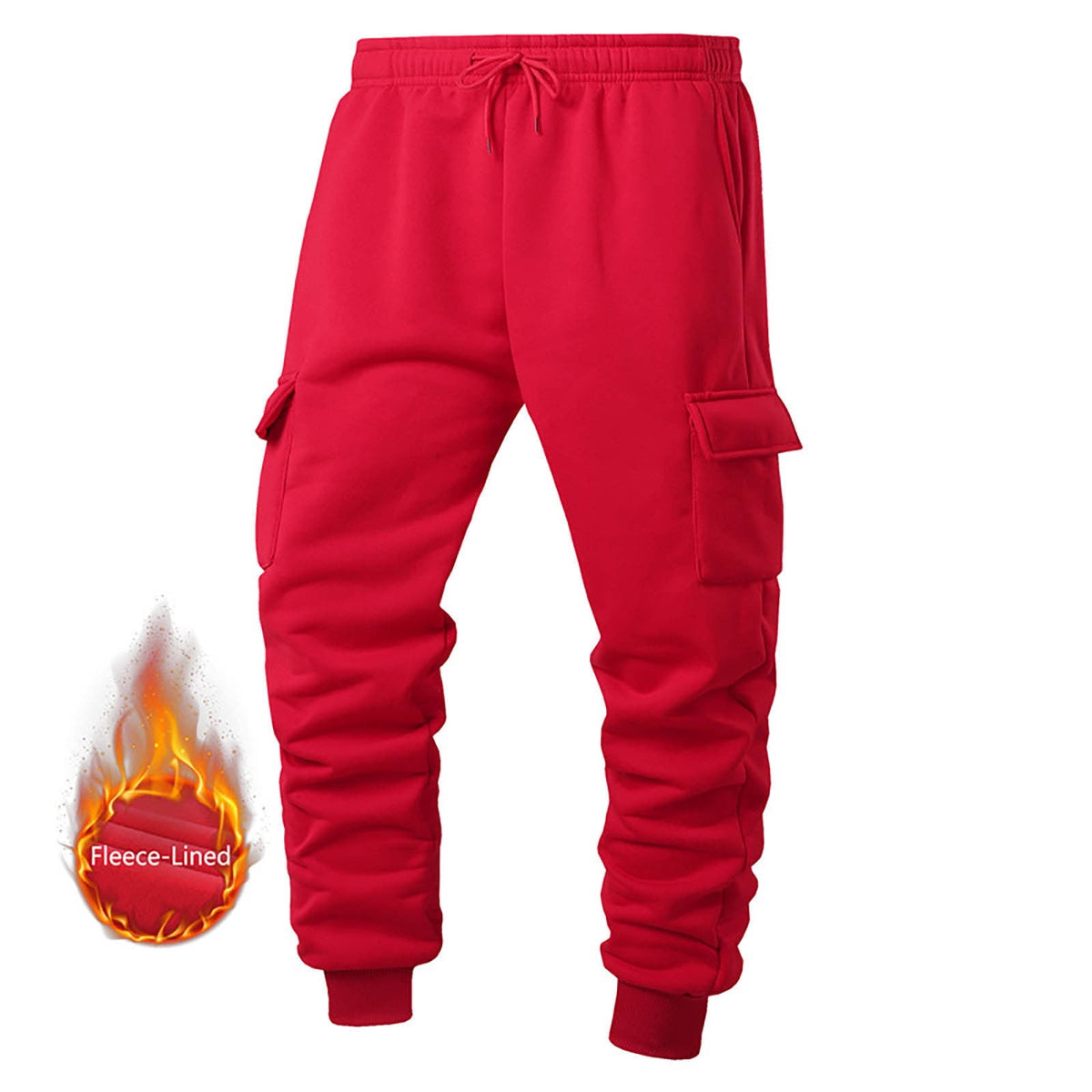 DayScoop Mens Casual Pants Solid Color Trousers Summer Fashion Thickened Warmth Sport Pocket Elastic Waist Jogger Full Length Pants