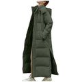 FNFYFH Fleece Puffer for Women Winter Button Hooded Coats Quilted Long Jacket Outerwear with Pockets Womens Warm Windproof Overcoat Gray XXXL