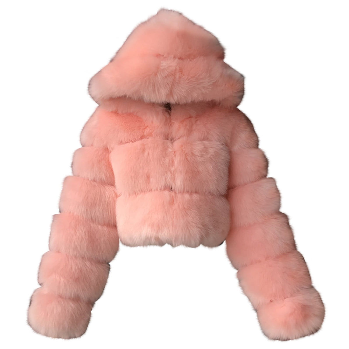 FNFYFH Womens Plus Size Faux Furry Coat Winter Warm Fluffy Hooded Jackets Fleece Zipper Long Sleeve Outerwear Furry Splicing Jacket for Women Black S-4XL