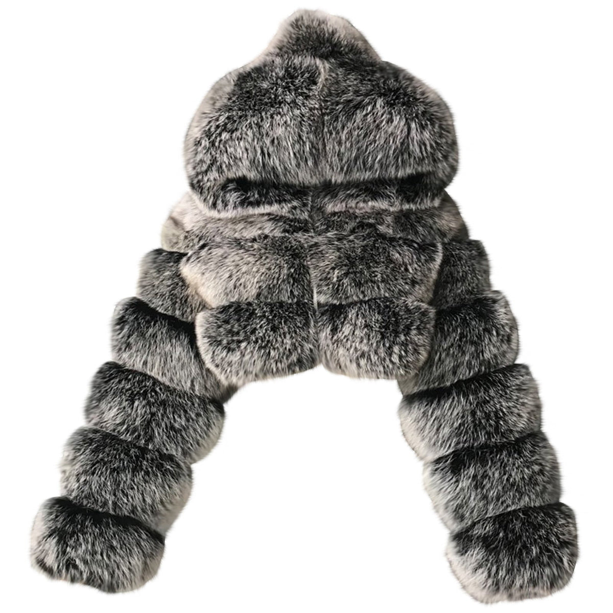 FNFYFH Womens Plus Size Faux Furry Coat Winter Warm Fluffy Hooded Jackets Fleece Zipper Long Sleeve Outerwear Furry Splicing Jacket for Women Black S-4XL