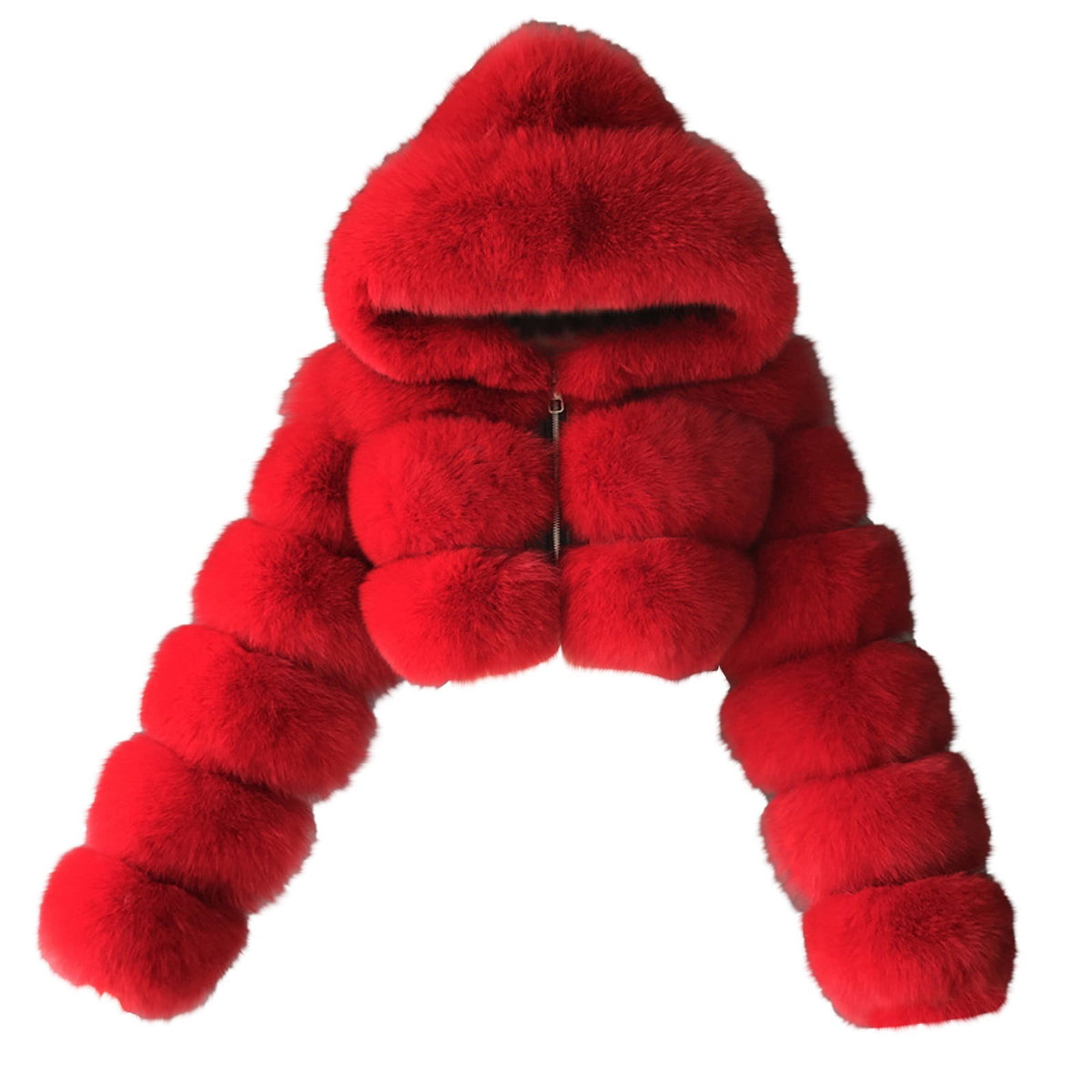FNFYFH Womens Plus Size Faux Furry Coat Winter Warm Fluffy Hooded Jackets Fleece Zipper Long Sleeve Outerwear Furry Splicing Jacket for Women Black S-4XL