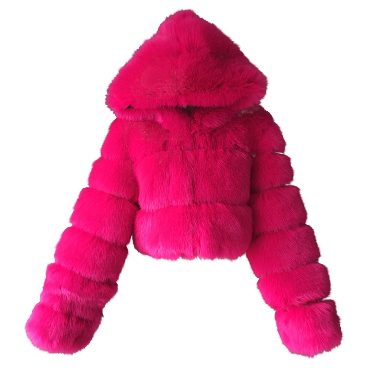 FNFYFH Womens Plus Size Faux Furry Coat Winter Warm Fluffy Hooded Jackets Fleece Zipper Long Sleeve Outerwear Furry Splicing Jacket for Women Black S-4XL