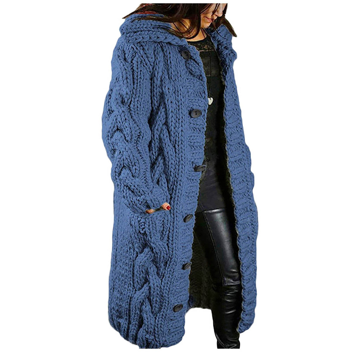 OGLCCG Cardigan Sweaters for Women Oversized Winter Warm Thicken Knitted Lapel Long Sweater Coats Casual Chunky Open Front Button Down Jackets Outerwear