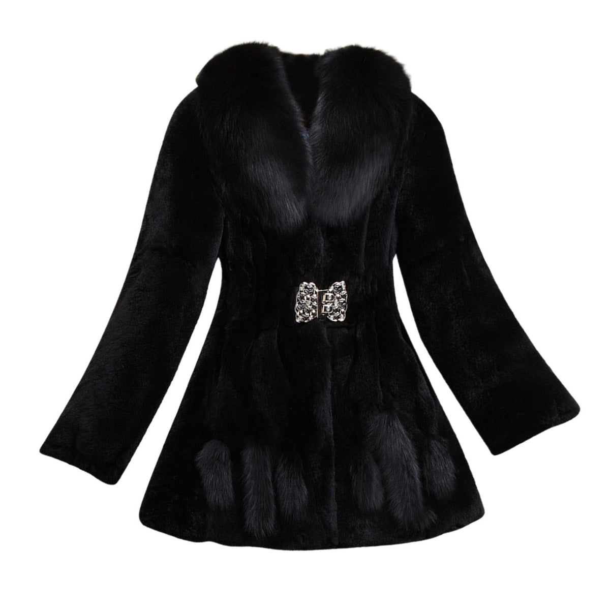 Womens Warm Coat Jacket Winter Solid Turn Down Collar Outerwear