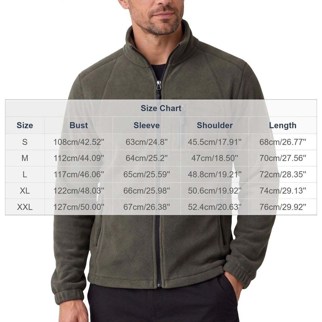 DayScoop Men's Full Zip Fleece Jacket, Stand Collar Outerwear With Multiple Zipper Pockets, Raglan Sleeve Elastic Cuffs, Thick Warm Tops Autumn And Winter