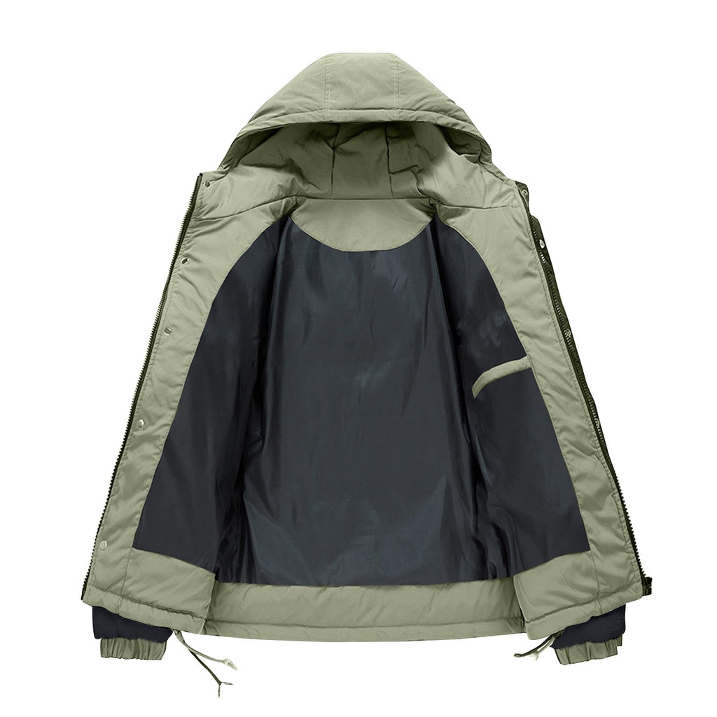 Timoontee Men's Fleece Hooded Coats Winter Thickened Warm Jacket Coats Casual Comfy Long Sleeve Hooded Coats Fashion Solid Zipper Outerwear Coat Black XXL