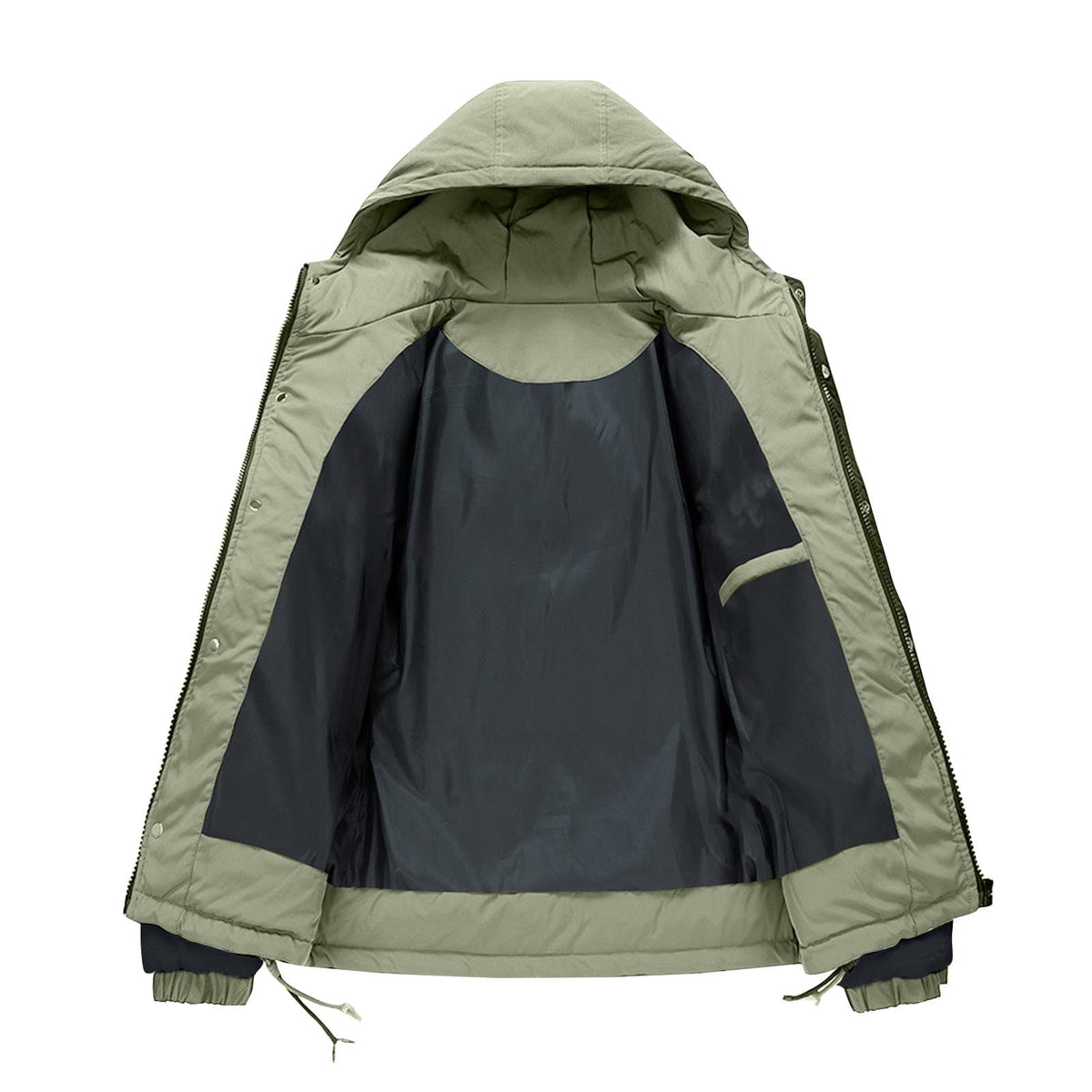 Timoontee Men's Fleece Hooded Coats Winter Thickened Warm Jacket Coats Casual Comfy Long Sleeve Hooded Coats Fashion Solid Zipper Outerwear Coat Black XXL