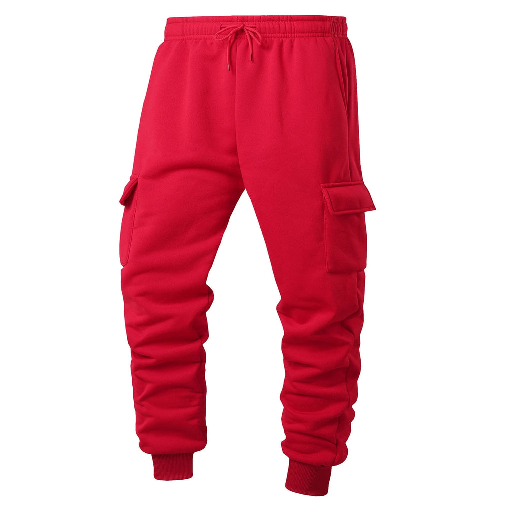 DayScoop Mens Casual Pants Solid Color Trousers Summer Fashion Thickened Warmth Sport Pocket Elastic Waist Jogger Full Length Pants