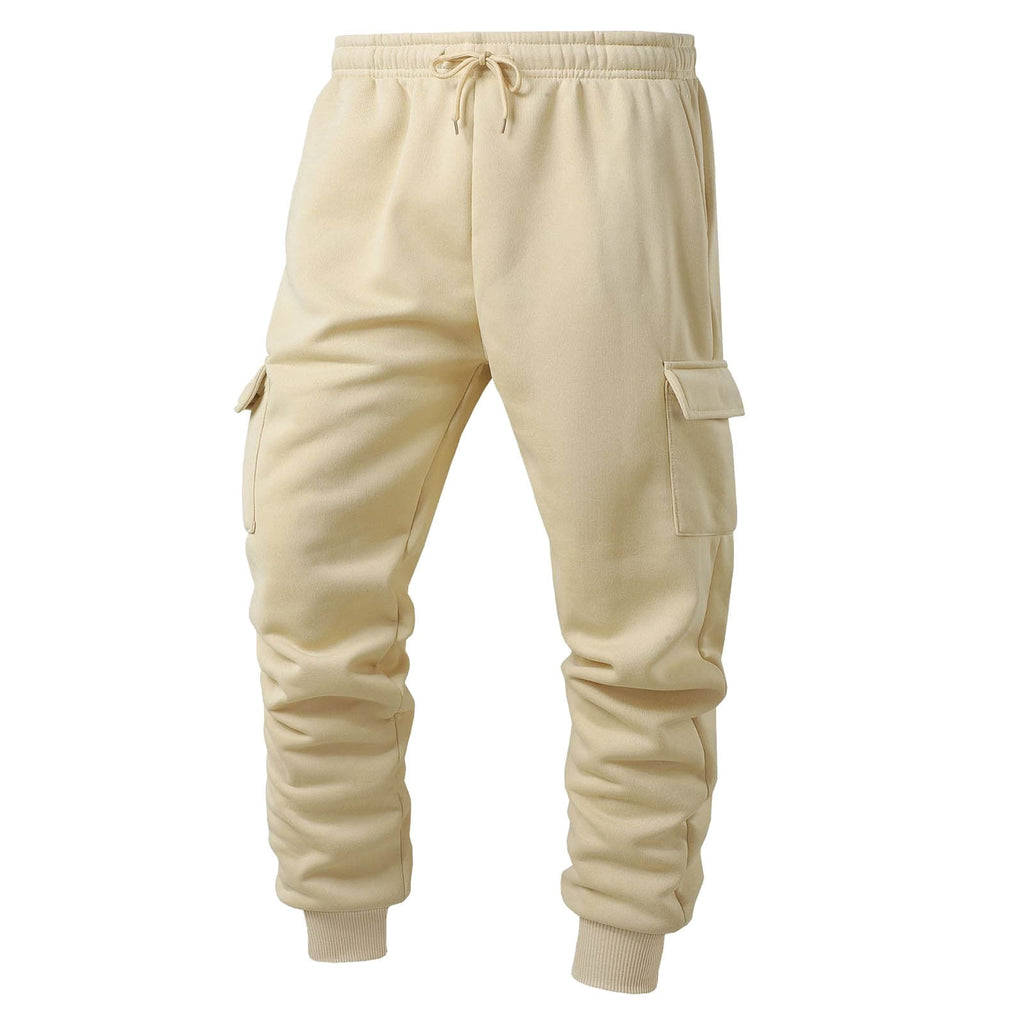 DayScoop Mens Casual Pants Solid Color Trousers Summer Fashion Thickened Warmth Sport Pocket Elastic Waist Jogger Full Length Pants