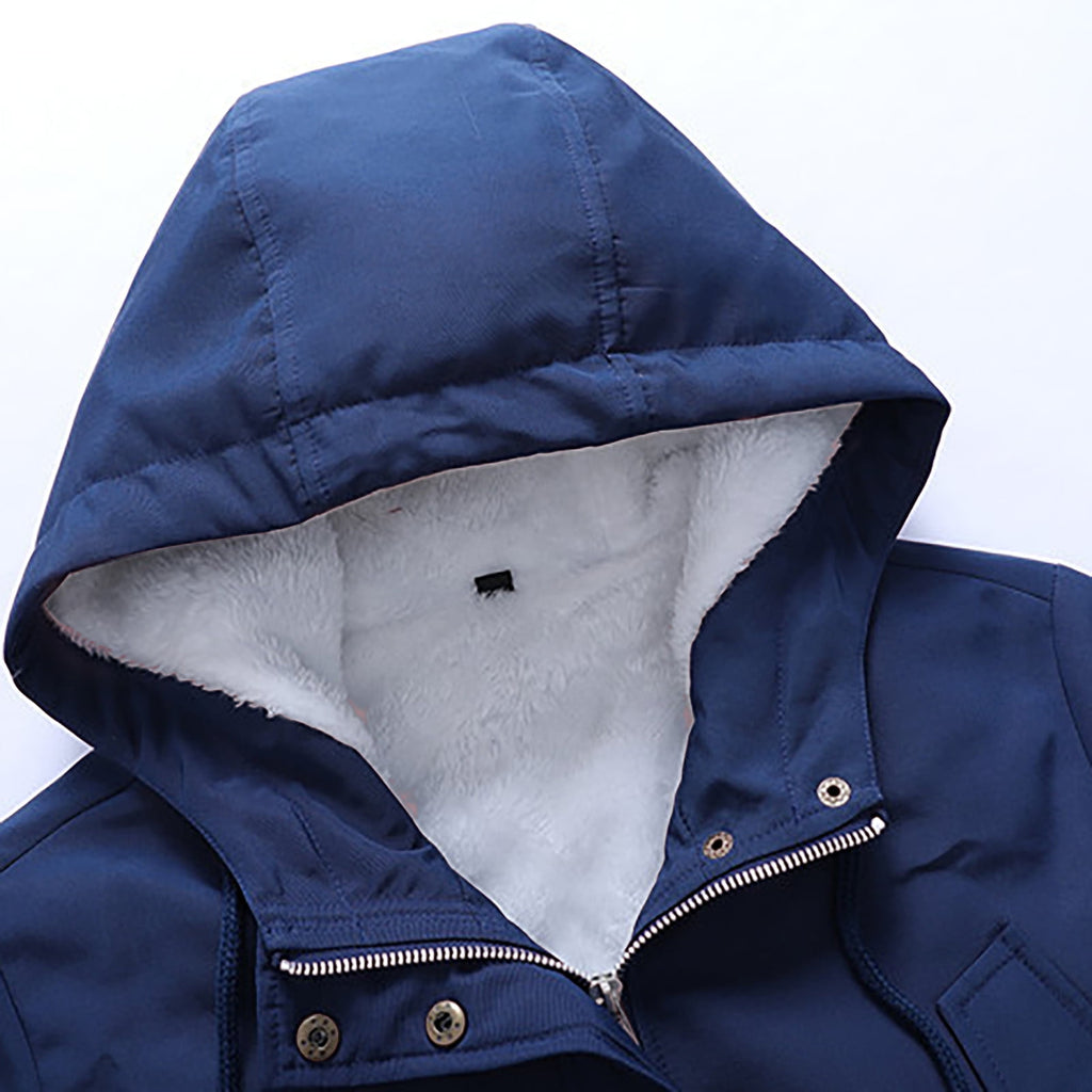 FNFYFH Winter Fleece Coats for Women Drawstring Long Sleeve Jackets Coat 2025 Womens Full Zip Jacket Outerwear with Pockets Tunic Coat Blue XS-XXL