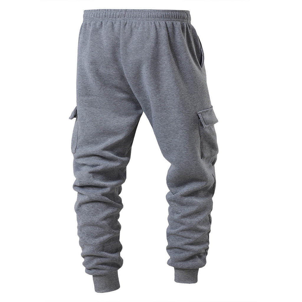DayScoop Mens Casual Pants Solid Color Trousers Summer Fashion Thickened Warmth Sport Pocket Elastic Waist Jogger Full Length Pants