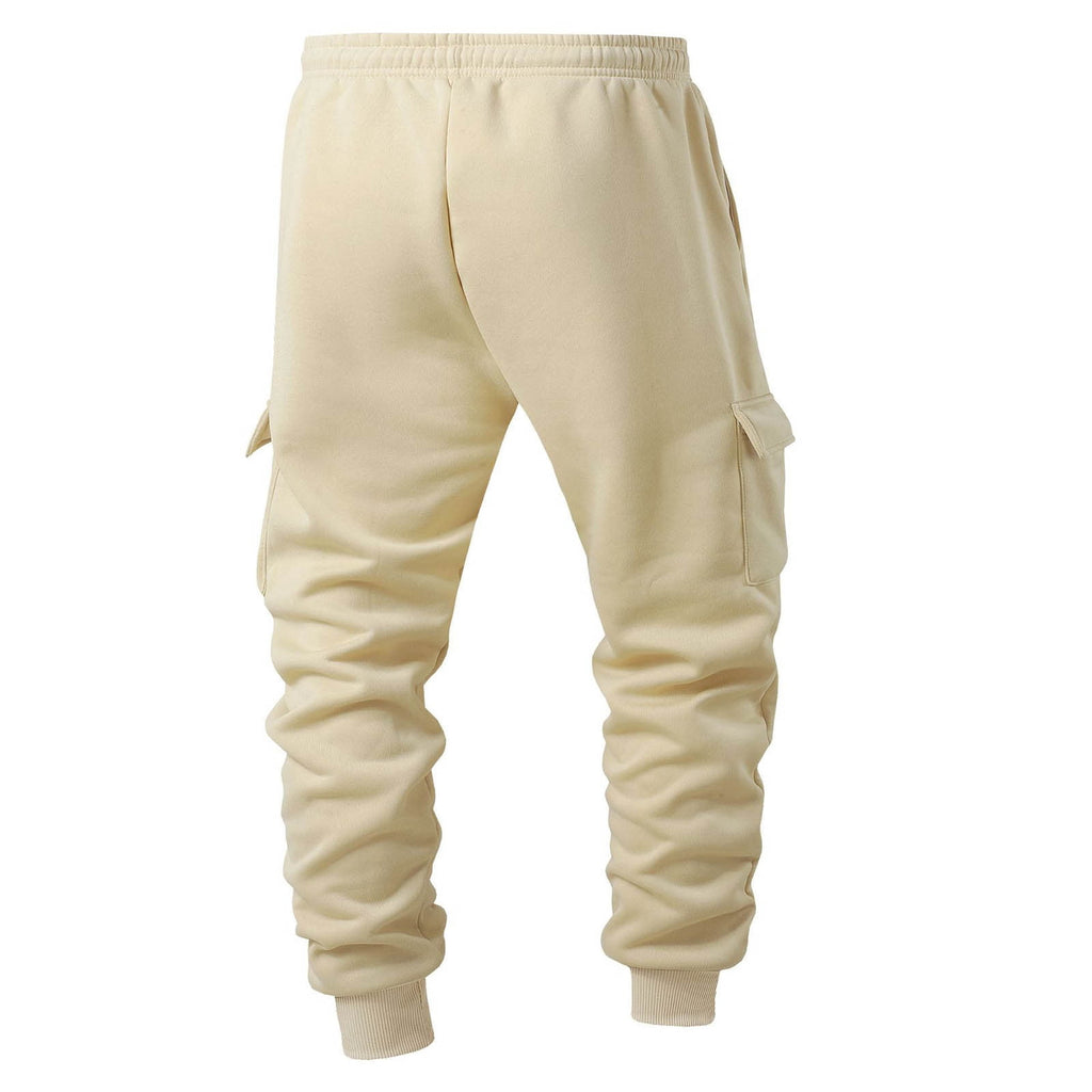 DayScoop Mens Casual Pants Solid Color Trousers Summer Fashion Thickened Warmth Sport Pocket Elastic Waist Jogger Full Length Pants