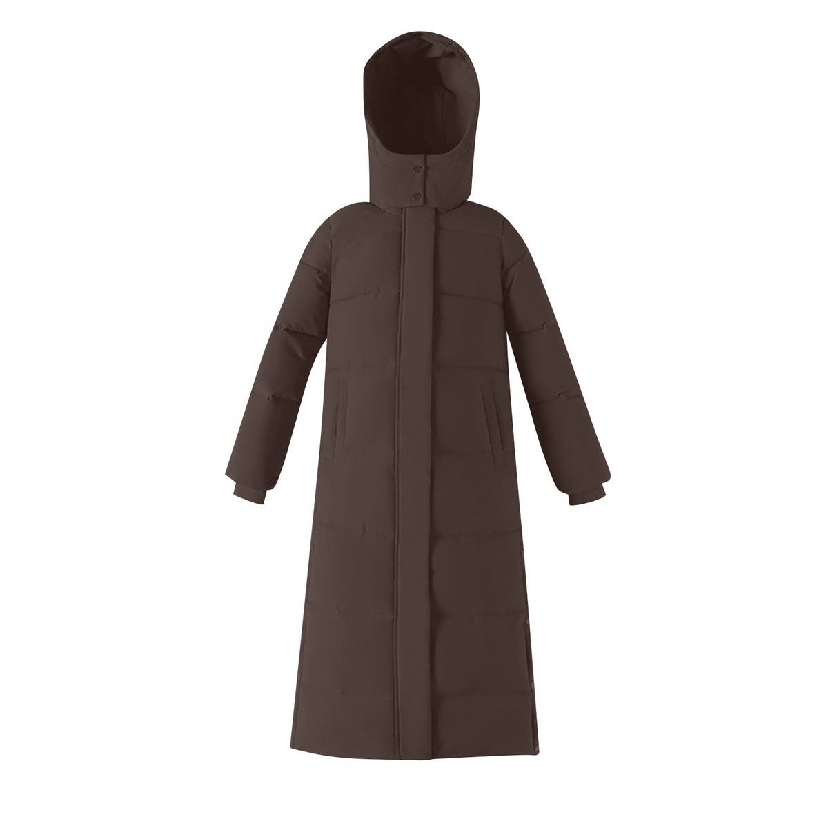 FNFYFH Fleece Puffer for Women Winter Button Hooded Coats Quilted Long Jacket Outerwear with Pockets Womens Warm Windproof Overcoat Gray XXXL