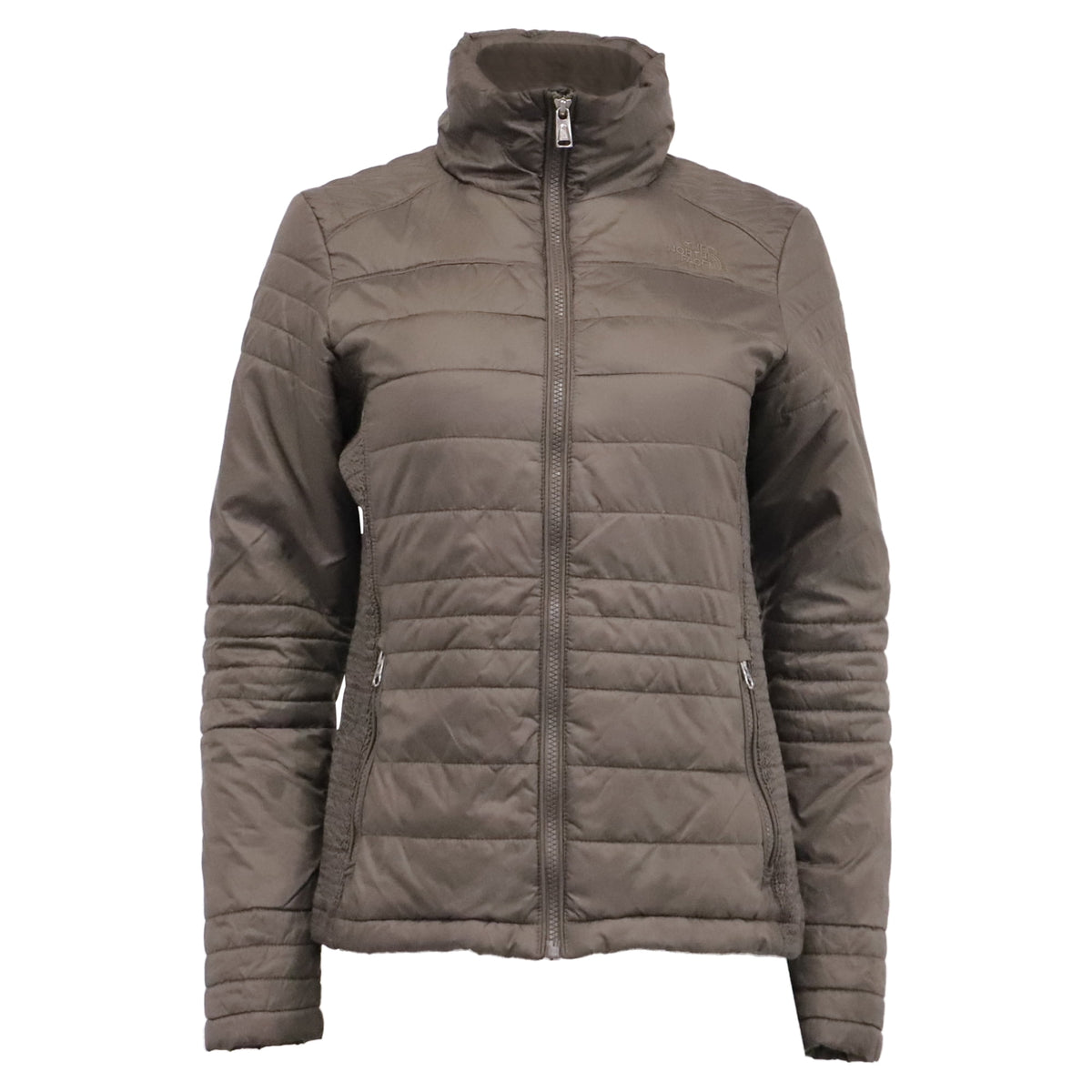 Pre-Owned The North Face Zipped Panelled Quilted Down Jacket in Brown Nylon